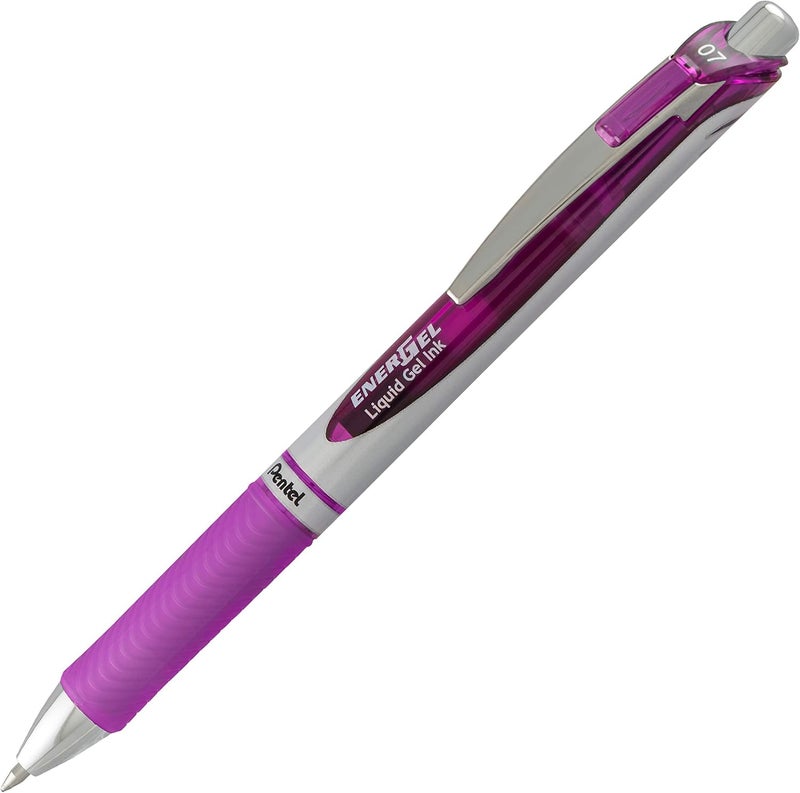 Pentel EnerGel RTX Retractable Liquid Gel Pen, (0.7mm), Medium Line, Metal Tip, Violet Ink, Box of 12 (BL77-V) - Image 3